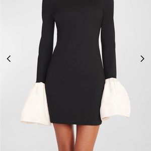 Staud Hawthorne Two-toned Bell Sleeve Mini dress NWT